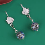 925 Silver Enamel Fish Earrings Ethnic Long Hanging Jewelry EH160