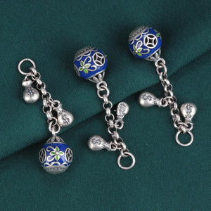 925 Silver Enamel Tassel Purse Coin Pendants Ethnic Vintage DIY Jewelry DZ013