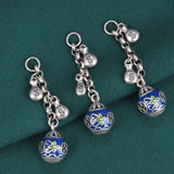 925 Silver Enamel Tassel Purse Coin Pendants Ethnic Vintage DIY Jewelry DZ013
