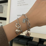 925 Silver English Square Charm Bracelet for Women