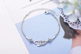 925 Silver Eternal Love Zirconia Double Layer Chain Bracelet