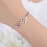 925 Silver Eternal Love Zirconia Double Layer Chain Bracelet