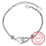 925 Silver Eternal Love Zirconia Double Layer Chain Bracelet