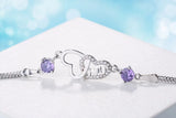 925 Silver Eternal Love Zirconia Double Layer Chain Bracelet