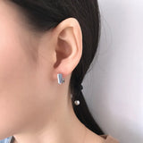 925 Silver Geometric Stud Earrings Women Jewelry