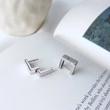 925 Silver Geometric Stud Earrings Women Jewelry