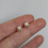 925 Silver Hollow Petals Pearl Stud Earrings Women Wedding Jewelry