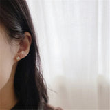 925 Silver Hollow Petals Pearl Stud Earrings Women Wedding Jewelry