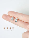 925 Silver Crystal Clover Stud Earrings Party Wedding Jewelry