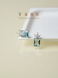925 Silver Crystal Clover Stud Earrings Party Wedding Jewelry