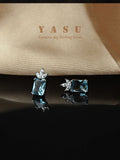 925 Silver Crystal Clover Stud Earrings Party Wedding Jewelry