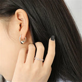 925 Silver Geometric Twisted Stud Earrings Punk Hip Hop Unique Party Jewelry