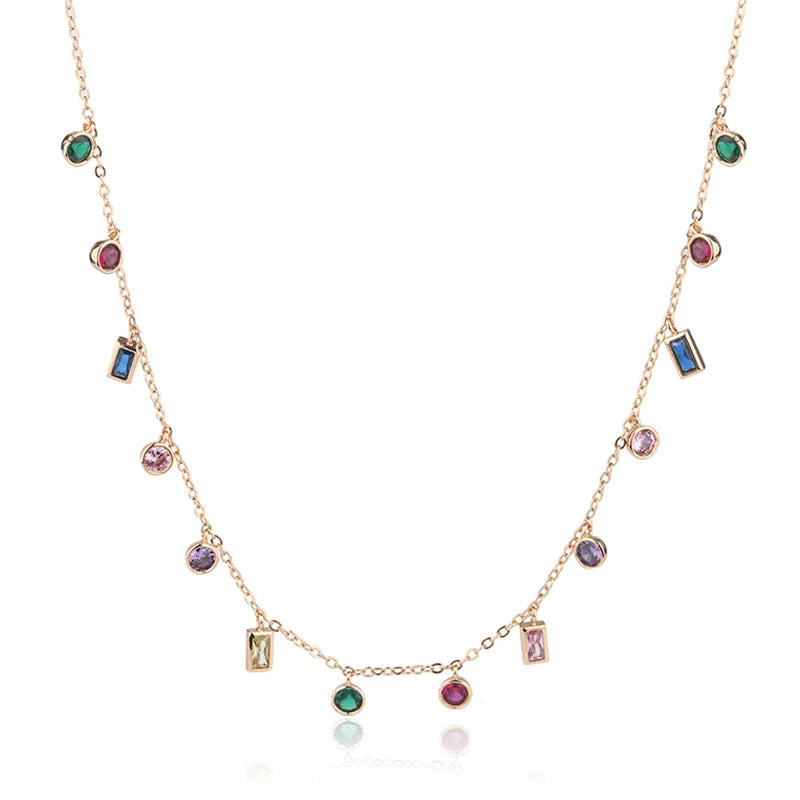 925 Sterling Silver Rainbow Necklace for Women
