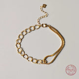925 Silver European Chain Bracelet Punk Hip Hop Party 18k Gift
