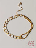 925 Silver Asymmetrical Chain Bracelet Punk Hip Hop Party 18k Jewelry