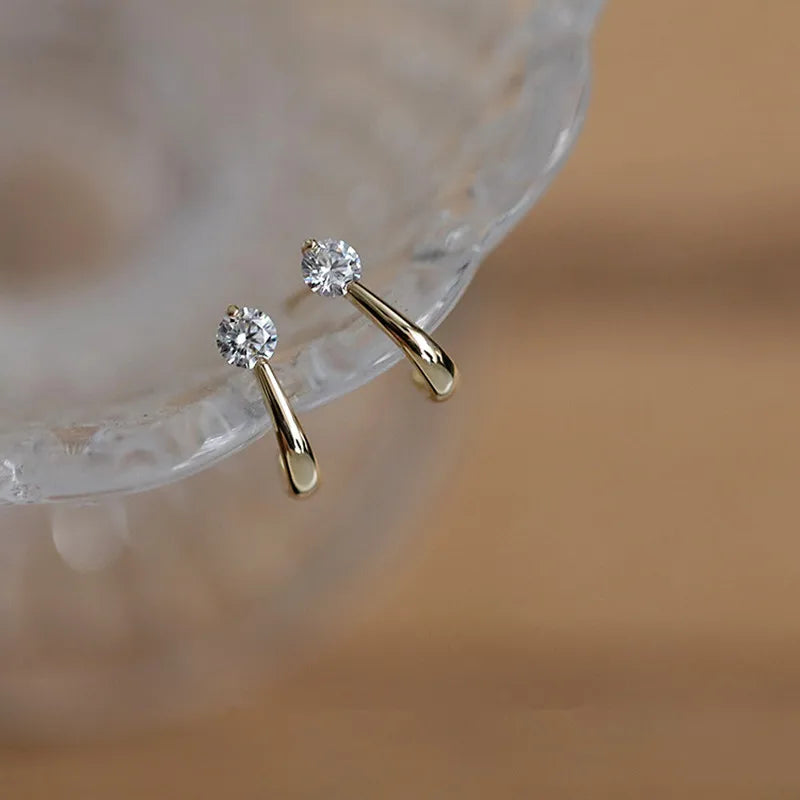 925 Silver Crystal Arc Stud Earrings Hip Hop Party Jewelry Gift