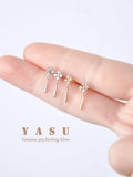 925 Silver Drop Earrings Crystal Water Drop Ear Piercing Yasu Small Jewelry