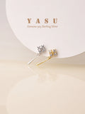 925 Silver Drop Earrings Crystal Water Drop Ear Piercing Yasu Small Jewelry
