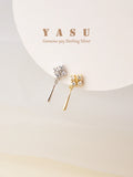 925 Silver Drop Earrings Crystal Water Drop Ear Piercing Yasu Small Jewelry