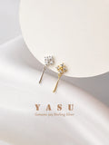 925 Silver Drop Earrings Crystal Water Drop Ear Piercing Yasu Small Jewelry