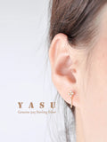 925 Silver Drop Earrings Crystal Water Drop Ear Piercing Yasu Small Jewelry