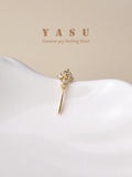 925 Silver Drop Earrings Crystal Water Drop Ear Piercing Yasu Small Jewelry