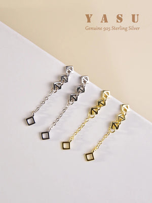 925 Silver Geometric Tassel Earrings for Women