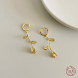 925 Silver Rose Earrings Classic Wedding Jewelry for Women
