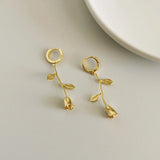 925 Silver Rose Earrings Classic Wedding Jewelry for Women