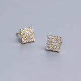 925 Silver Square Stud Earrings with Zircon Charm Gift