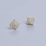 925 Silver Square Stud Earrings with Zircon Charm Gift
