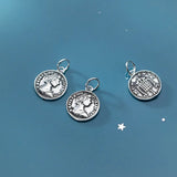 925 Sterling Silver European Queen Coin Charm 12.5mm Round Pendant