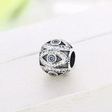 925 Silver Evil Eye Zirconia Bead Pan Charm Jewelry Making