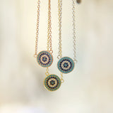 925 Silver Evil Eye Hamsa Cz Turquoises Pendant Necklace