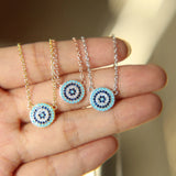 925 Silver Evil Eye Hamsa Cz Turquoises Pendant Necklace