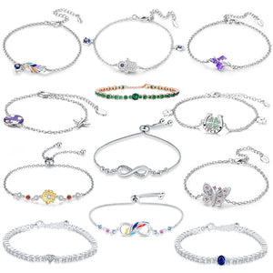 925 Silver Evil Eye Pendant Zircon Infinity Bracelet Gift