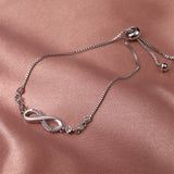 925 Silver Evil Eye Pendant Zircon Infinity Bracelet Gift