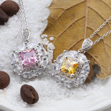 925 Silver Crystal Necklace - Sweet Pendant Jewelry