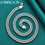925 Silver 10MM Side Chain Men Necklace Wedding Women Jewelry