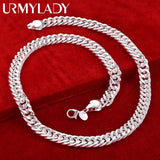 925 Silver 10MM Side Chain Men Necklace Wedding Women Jewelry