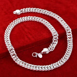 925 Silver 10MM Side Chain Men Necklace Wedding Women Jewelry