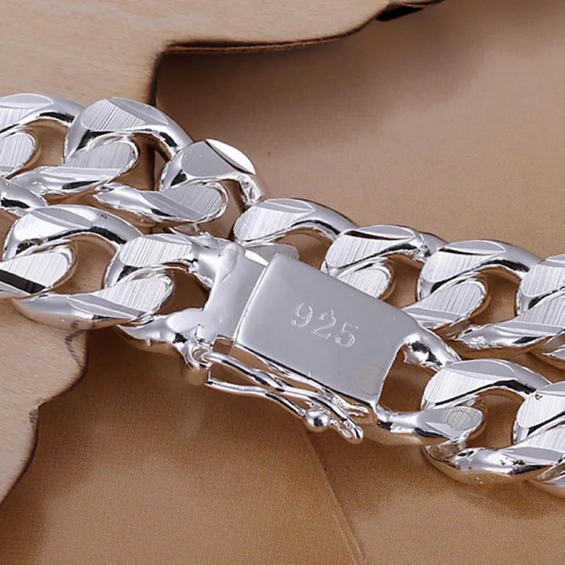 925 Silver 10mm Chain Bracelet Wedding Gift
