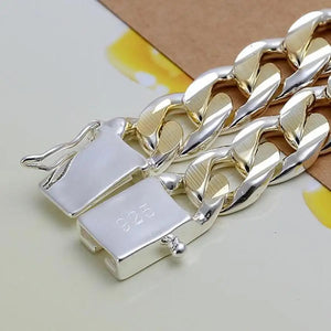 925 Sterling Silver 10mm Chain Wedding Bracelet