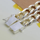 925 Sterling Silver 10mm Chain Wedding Bracelet