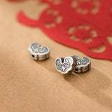 925 Silver Matte Safety Lock Charm Bead Retro Spacer DIY Jewelry Making