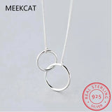 Women's 925 Sterling Silver Double Circle Clavicle Chain Necklace