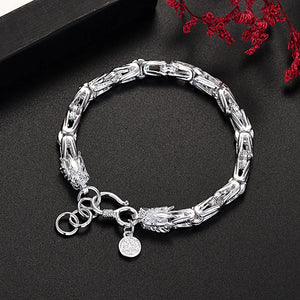 925 Silver Dragon Head Chain Bracelet for Man Women