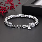 Sterling Silver Dragon Head Chain Bracelet for Men Women