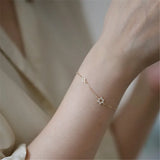 925 Sterling Silver Star Zircon Bracelet 14K Plated Chain Women Wedding Jewelry
