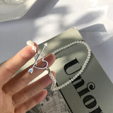 925 Silver Heart Pearl Pendant Necklace Women Party Gift Jewelry